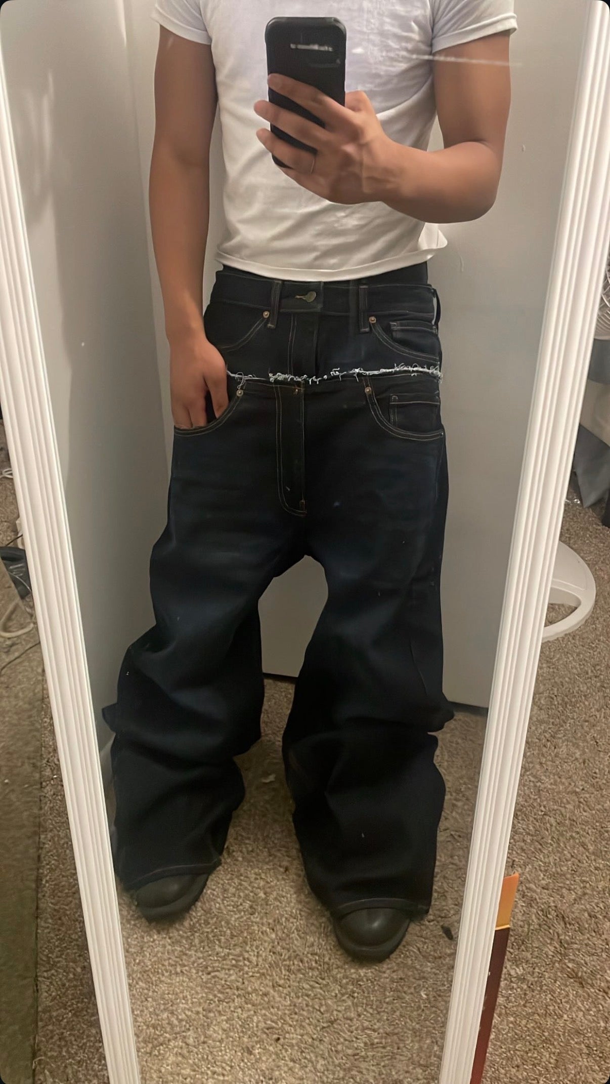 Dark-Blue Ripped Denim