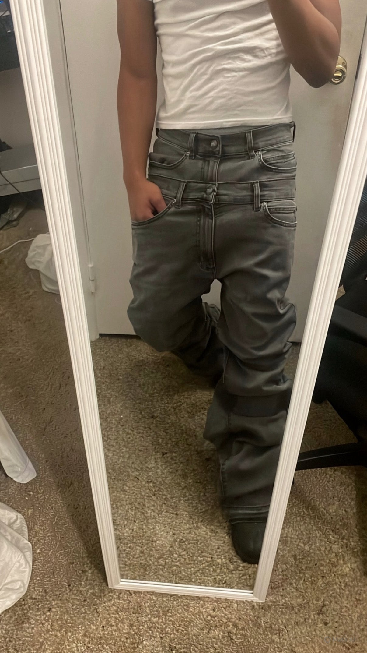 Grey Double Waisted Denim